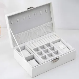 Newly Jewelry Storage Box Creative Leather Portable Multi-Layer Makeup Storage Box PU Watch Box (Color :) (Black)