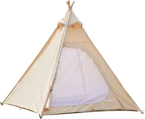 NIEH Pyramid Tent Indian Teepee Tents with Sun Shelter 3 4 People Family Tent Outdoor Camping Cotton Tent Yurt Tent for Mountaineering Hiking Camping