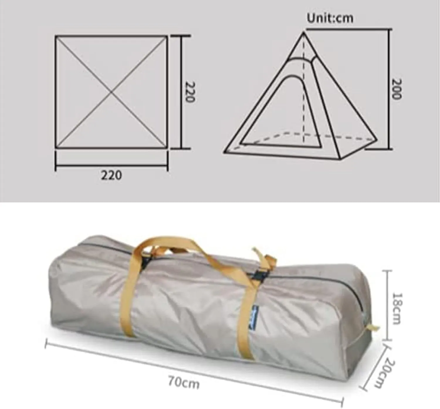 NIEH Pyramid Tent Indian Teepee Tents with Sun Shelter 3 4 People Family Tent Outdoor Camping Cotton Tent Yurt Tent for Mountaineering Hiking Camping