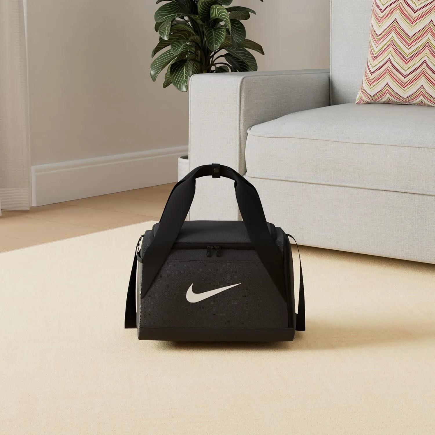 NIKE Brasilia Training Duffel Bag, Black/Black/White, X-Small