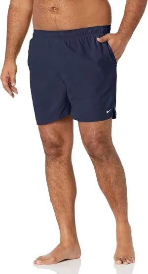 NIKE Swim Men's Standard Solid Lap 7" Volley Short Swim Trunk, Midnight Navy White, Large