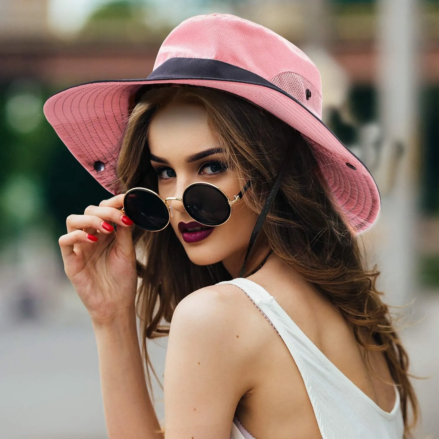 Norme 2 Pieces Women's Outdoor Sun Hat UV Protection Foldable Mesh Wide Brim Beach Fishing Cap Ponytail