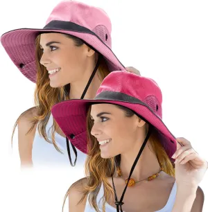 Norme 2 Pieces Women's Outdoor Sun Hat UV Protection Foldable Mesh Wide Brim Beach Fishing Cap Ponytail
