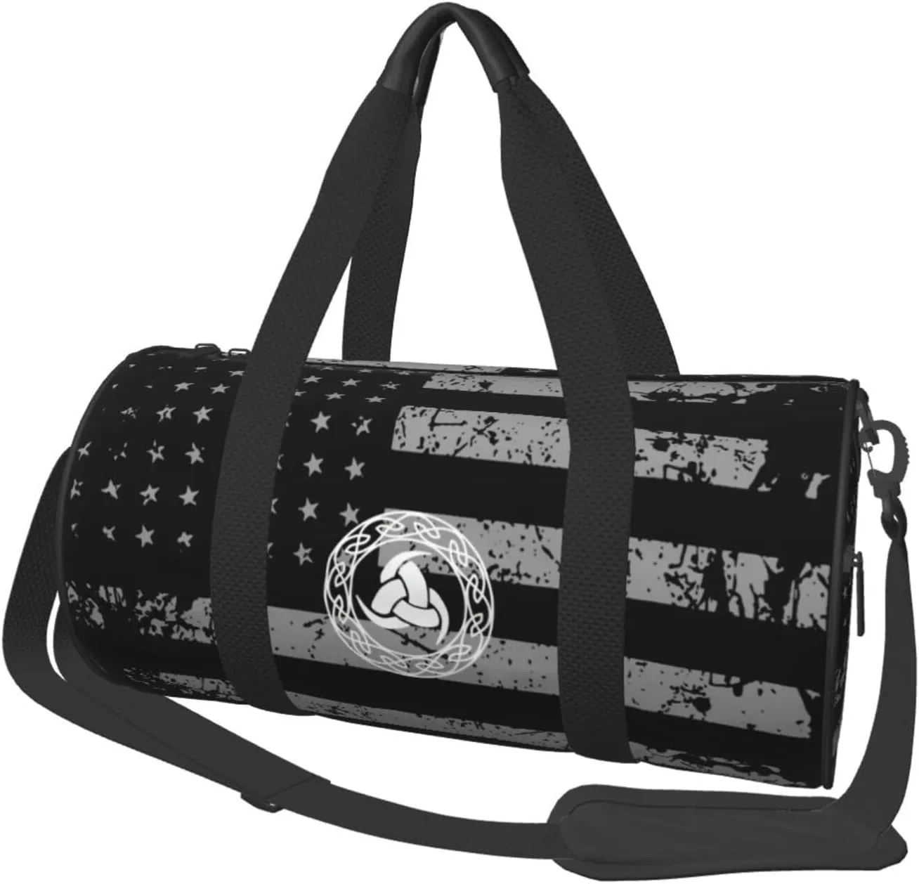 Norse Mythology Viking Travel Luggage Duffel Bag Sports Rolling Foldable Duffel Bag, Black