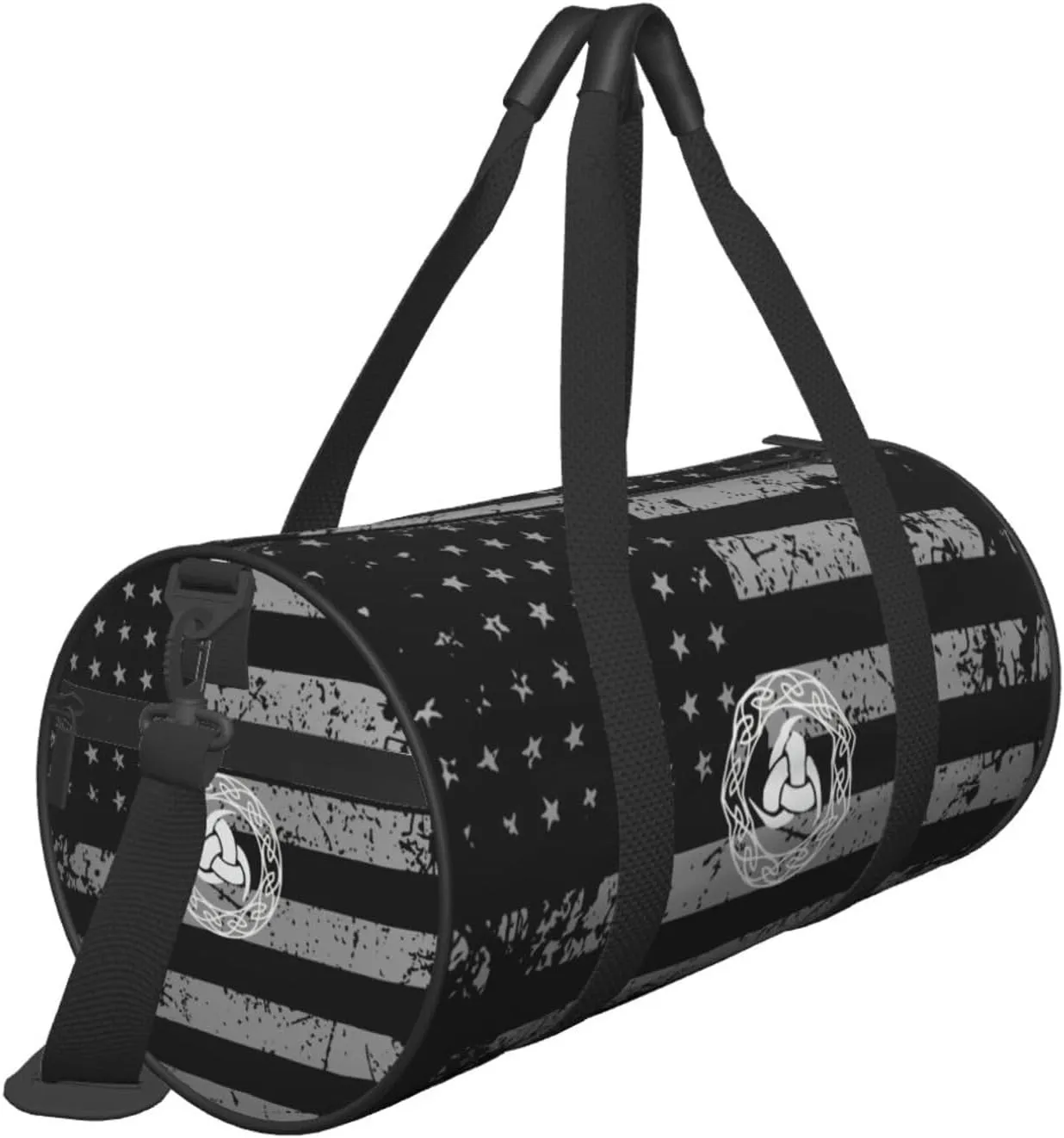 Norse Mythology Viking Travel Luggage Duffel Bag Sports Rolling Foldable Duffel Bag, Black