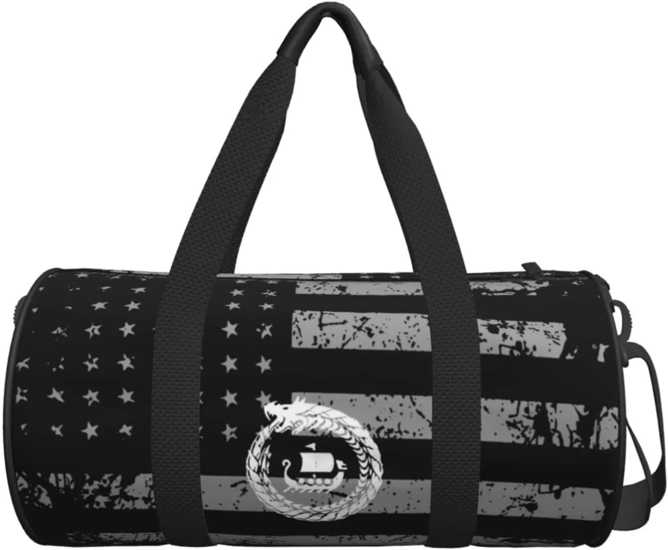 Norse Mythology Viking Travel Luggage Duffel Bag Sports Rolling Foldable Duffel Bag, Black