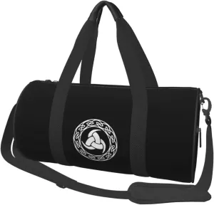 Norse Mythology Viking Travel Luggage Duffel Bag Sports Rolling Foldable Duffel Bag, Black