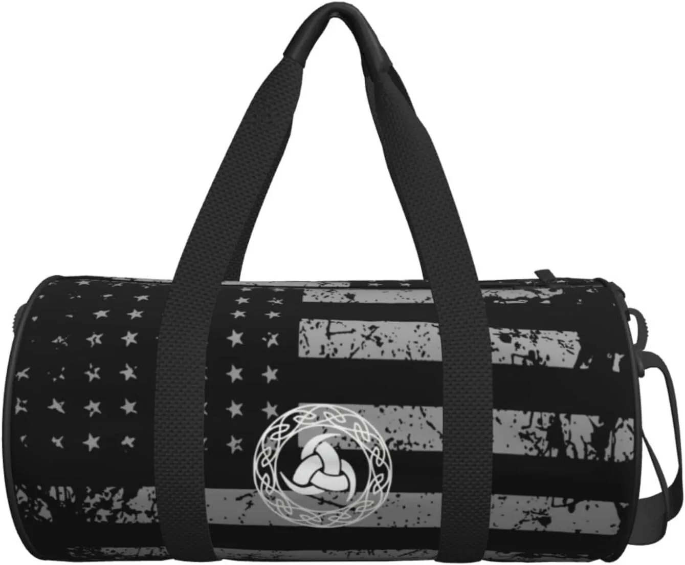 Norse Mythology Viking Travel Luggage Duffel Bag Sports Rolling Foldable Duffel Bag, Black