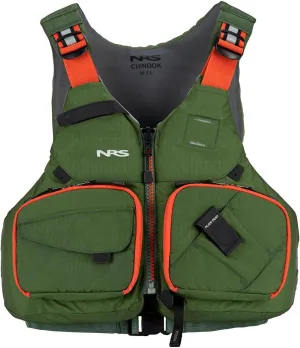 NRS Chinook Fishing Life Jacket for Fishing | Adult USCG Type III PFD | Mesh Back Front Zip Vest with Pockets for Rafting, Kayaking, Paddling