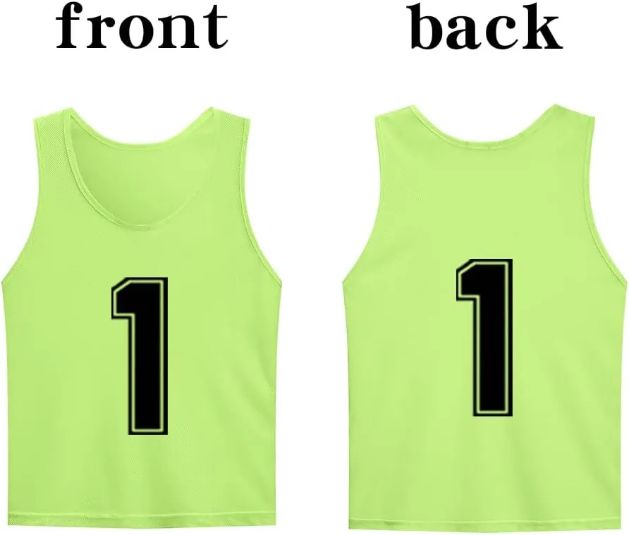Numbered Scrimmage Training Vest - Soccer, Pinnies - Practice Jersey Pennies for Kids,Youth and Adults