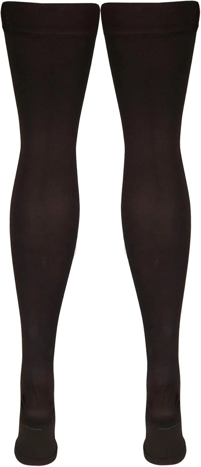 Nuvein Medical Compression Stockings, 20-30 mmHg Support, Women & Men Thigh Length Hose, Open Toe, Black, Large