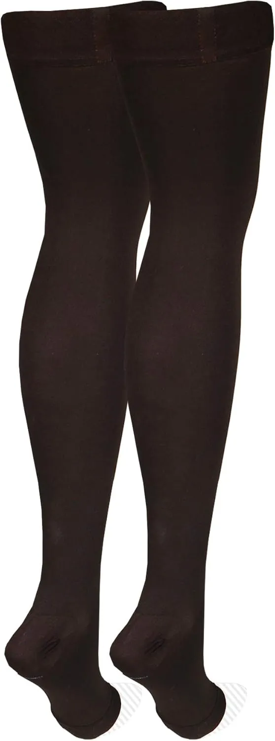 Nuvein Medical Compression Stockings, 20-30 mmHg Support, Women & Men Thigh Length Hose, Open Toe, Black, Large