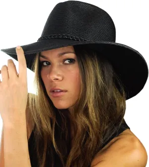 NYFASHION101 Teardrop Dent Braided Trim Casual Panama Fedora Sun Hat