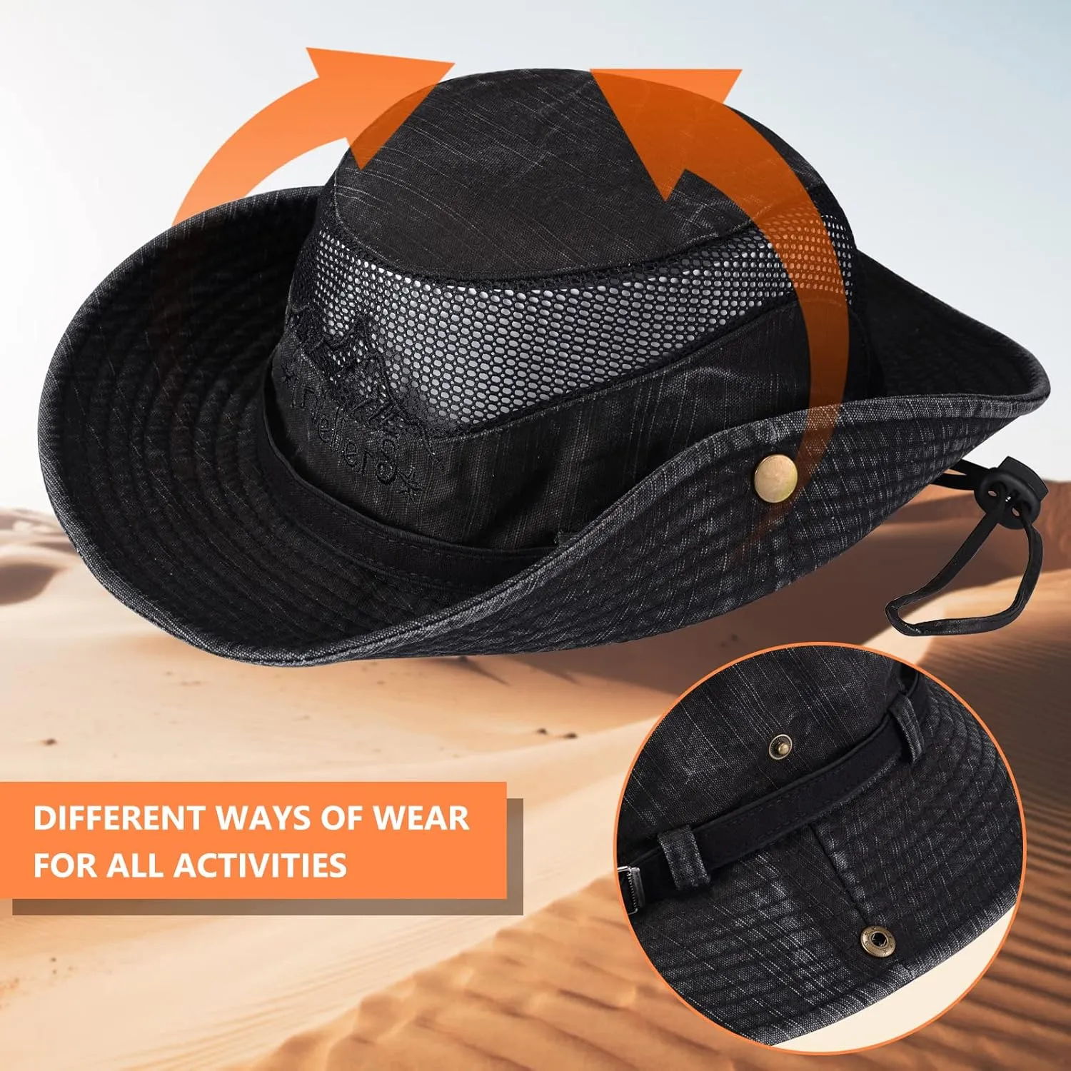 Obling Sun Hat for Men Women, Fishing Hat UPF 50 Wide Brim Bucket Hat Safari Boonie Hat