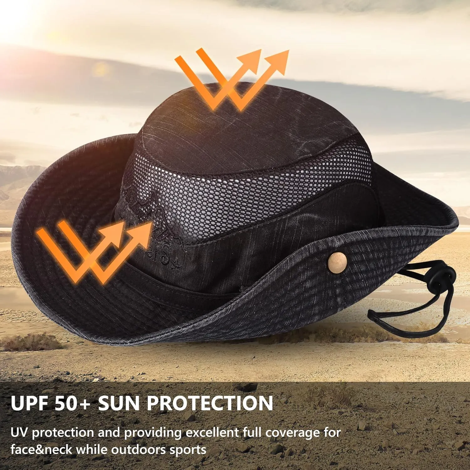 Obling Sun Hat for Men Women, Fishing Hat UPF 50 Wide Brim Bucket Hat Safari Boonie Hat