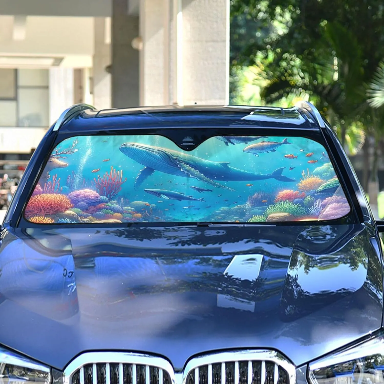 Ocean Wonders Blue Car Windshield Sun Shade Automotive Window Sunshades Keep Vehicle Cool
