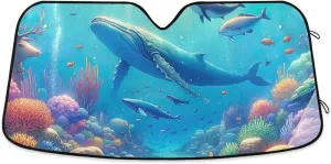 Ocean Wonders Blue Car Windshield Sun Shade Automotive Window Sunshades Keep Vehicle Cool