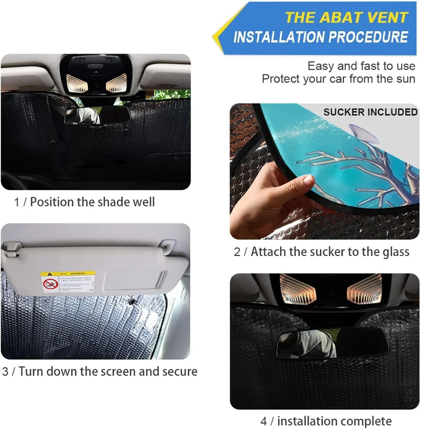 Ocean Wonders Blue Car Windshield Sun Shade Automotive Window Sunshades Keep Vehicle Cool