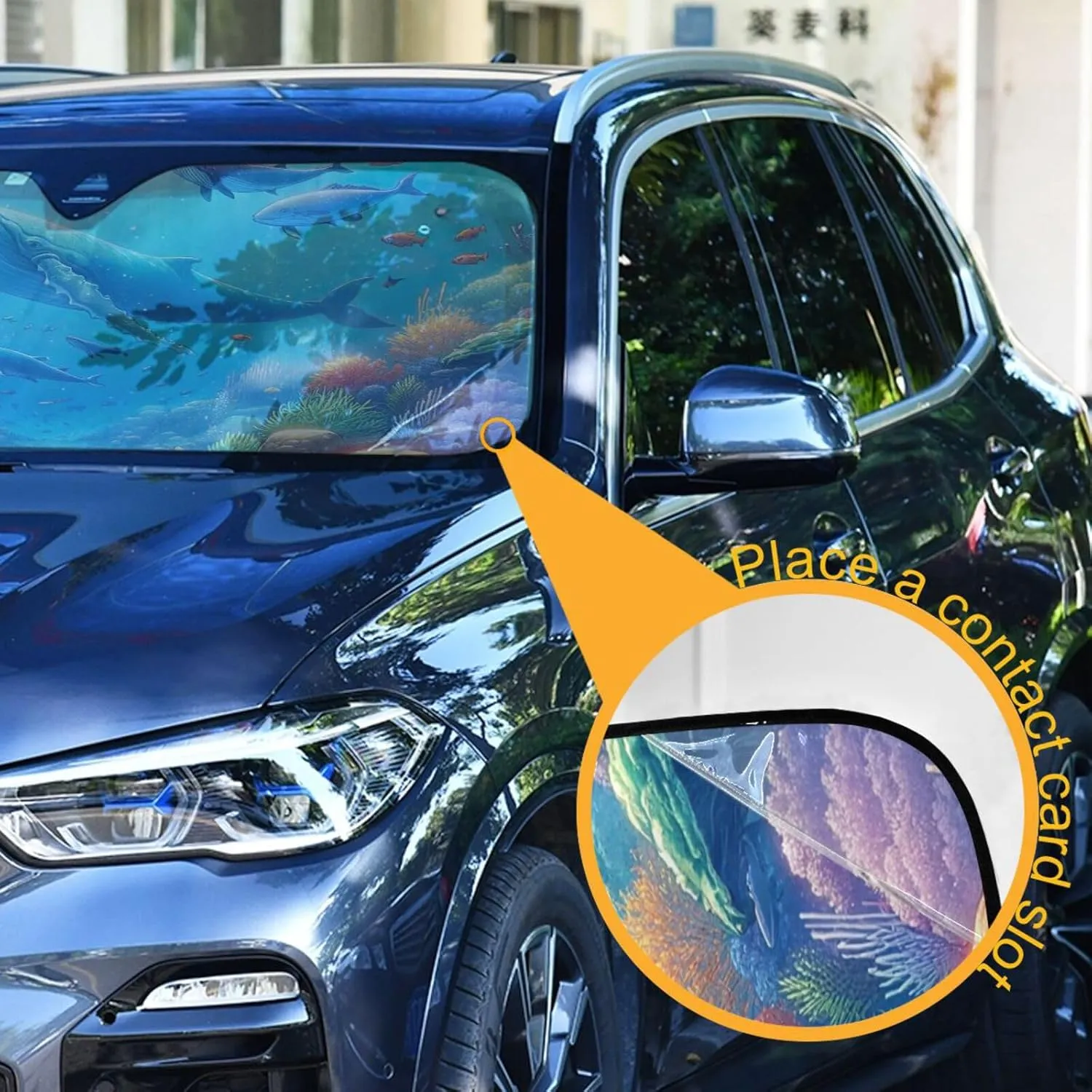 Ocean Wonders Blue Car Windshield Sun Shade Automotive Window Sunshades Keep Vehicle Cool