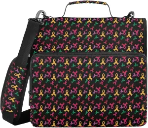 October Cancer Ribbon Binder Bag 3 Ring Binder Trapper Keeper Zipper Binders Organizer for Office