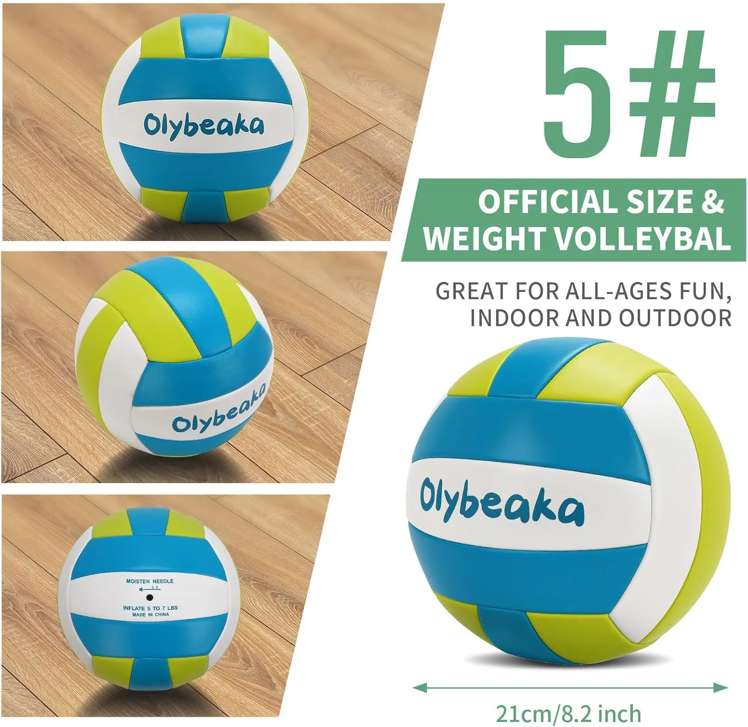 Official Size 5 PU Volleyball with Soft Touch for Indoor Outdoor, Waterproof & Durable Volleyball for Beach Park Games Gym Practice with Pump and Heavy Duty Mesh Bag
