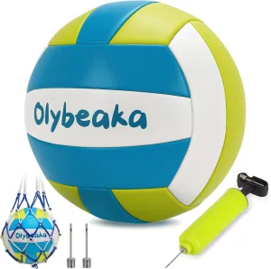 Official Size 5 PU Volleyball with Soft Touch for Indoor Outdoor, Waterproof & Durable Volleyball for Beach Park Games Gym Practice with Pump and Heavy Duty Mesh Bag