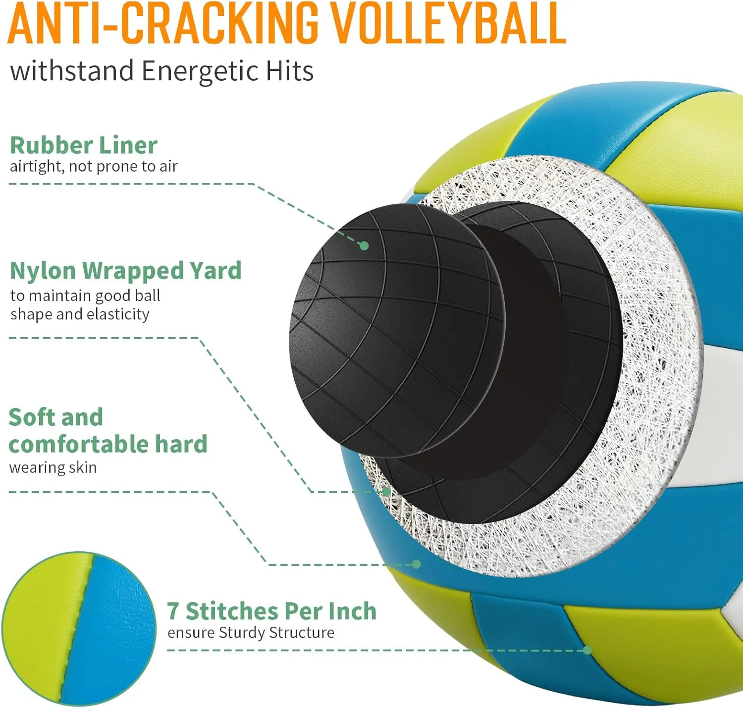 Official Size 5 PU Volleyball with Soft Touch for Indoor Outdoor, Waterproof & Durable Volleyball for Beach Park Games Gym Practice with Pump and Heavy Duty Mesh Bag