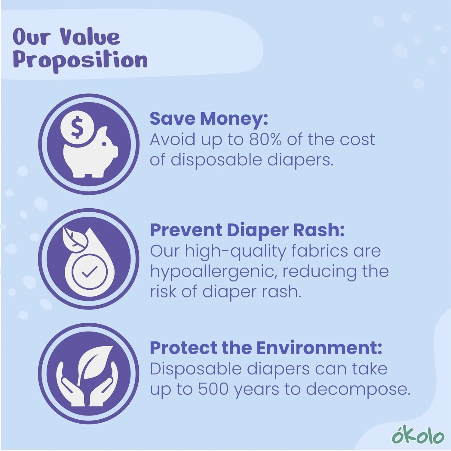 OKOLO Premium Cloth Diapers for Babies, Full Eco 6-Pack, Reusable Baby Diaper, Newborn Diapers, Diapers Size 4, Diapers Size 5, Diapers Size 1, All-in-One (Mischief)
