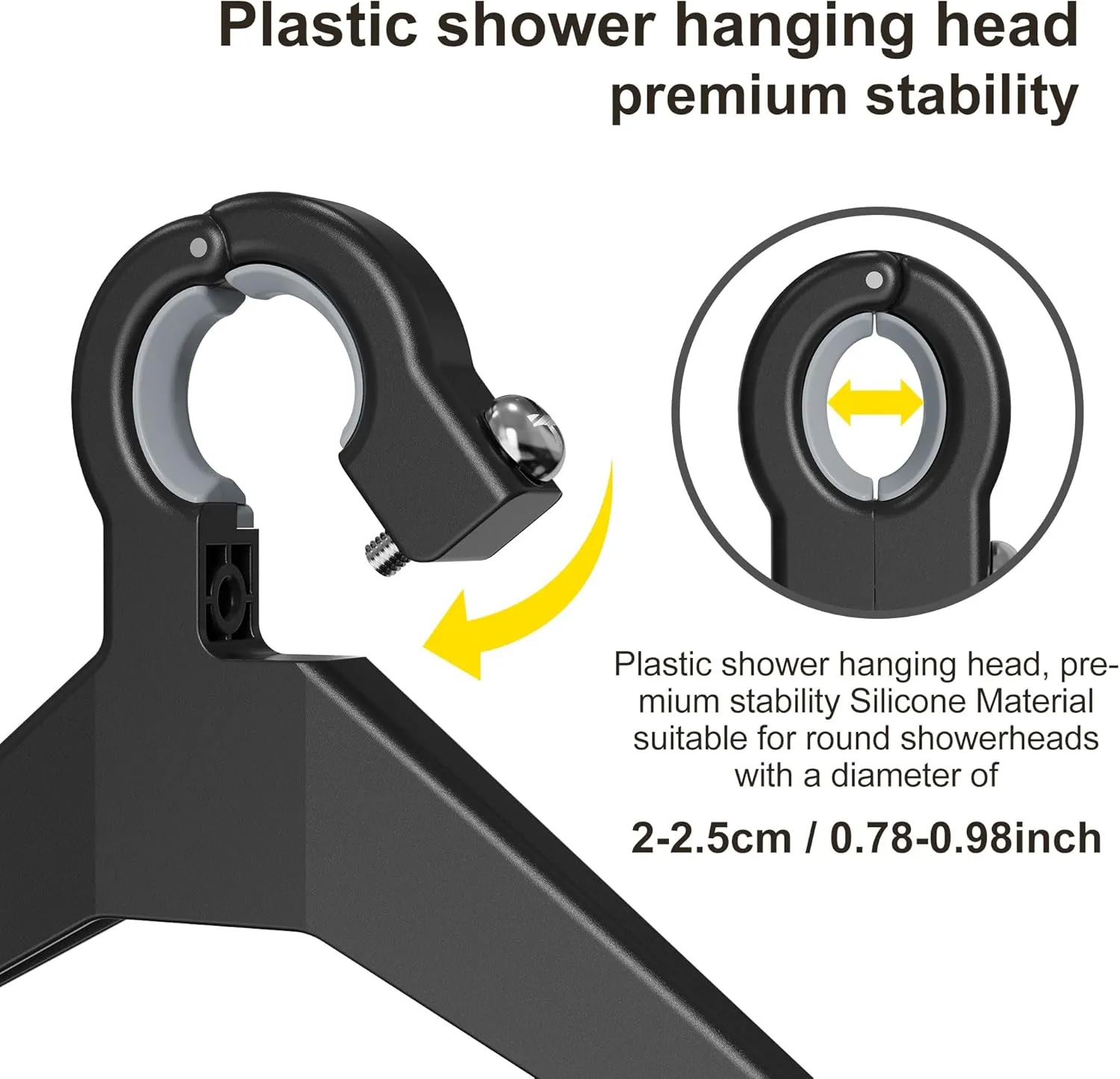 Orimade Adjustable Anti-slip Bathroom Organizer, Rustproof Hanging Shower Caddy with 2 Hooks for Razor, No Drilling Shower Shelves Storage Rack 2 Tier, Black