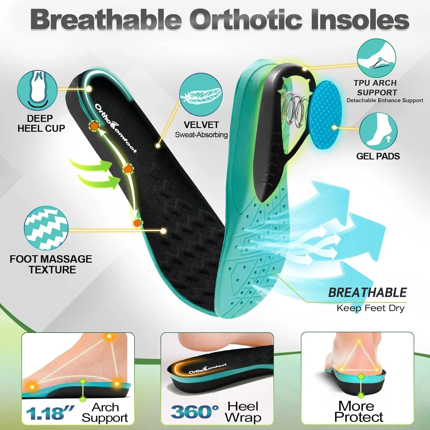 OrthoComfoot Men's Orthopedic Comfortable Diabetic Wide Shoes: Wide Toe Box Arch Support Plantar Fasciitis Sports Sneakers,Fashion Casual Hammer Toes Shoes for Foot and Heel Pain Relief