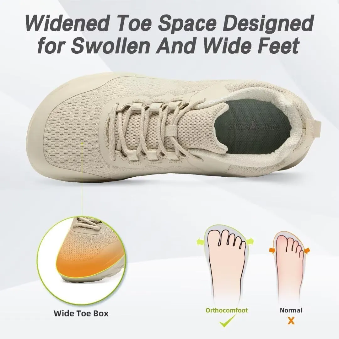 OrthoComfoot Men's Orthopedic Diabetic Wide Walking Shoes: Comfortable Casual Arch Support Plantar Fasciitis Fashion Sneakers, Work Tennis Orthotic High Arch Swollen Feet Shoes for Foot Heel Pain