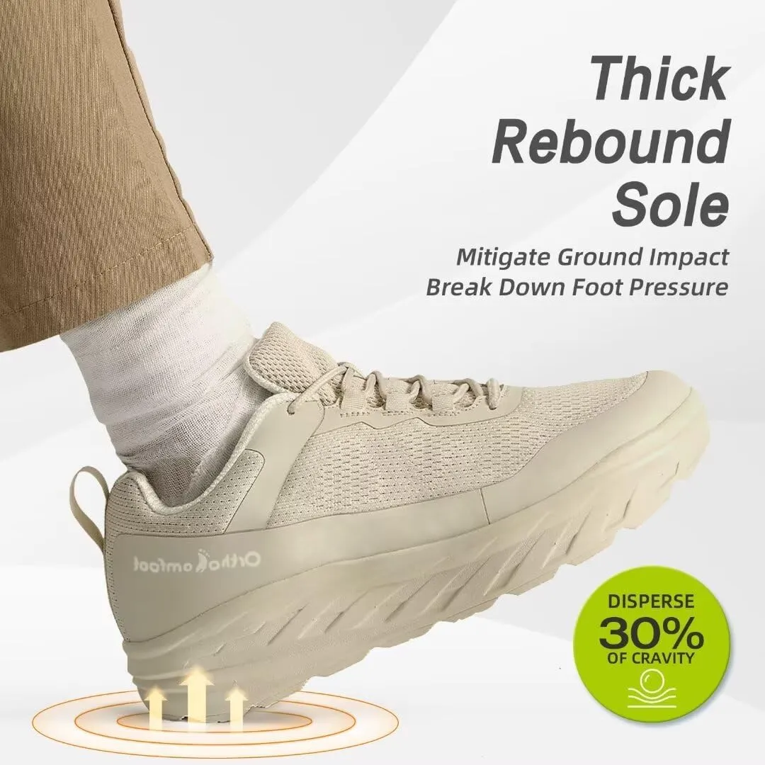 OrthoComfoot Men's Orthopedic Diabetic Wide Walking Shoes: Comfortable Casual Arch Support Plantar Fasciitis Fashion Sneakers, Work Tennis Orthotic High Arch Swollen Feet Shoes for Foot Heel Pain