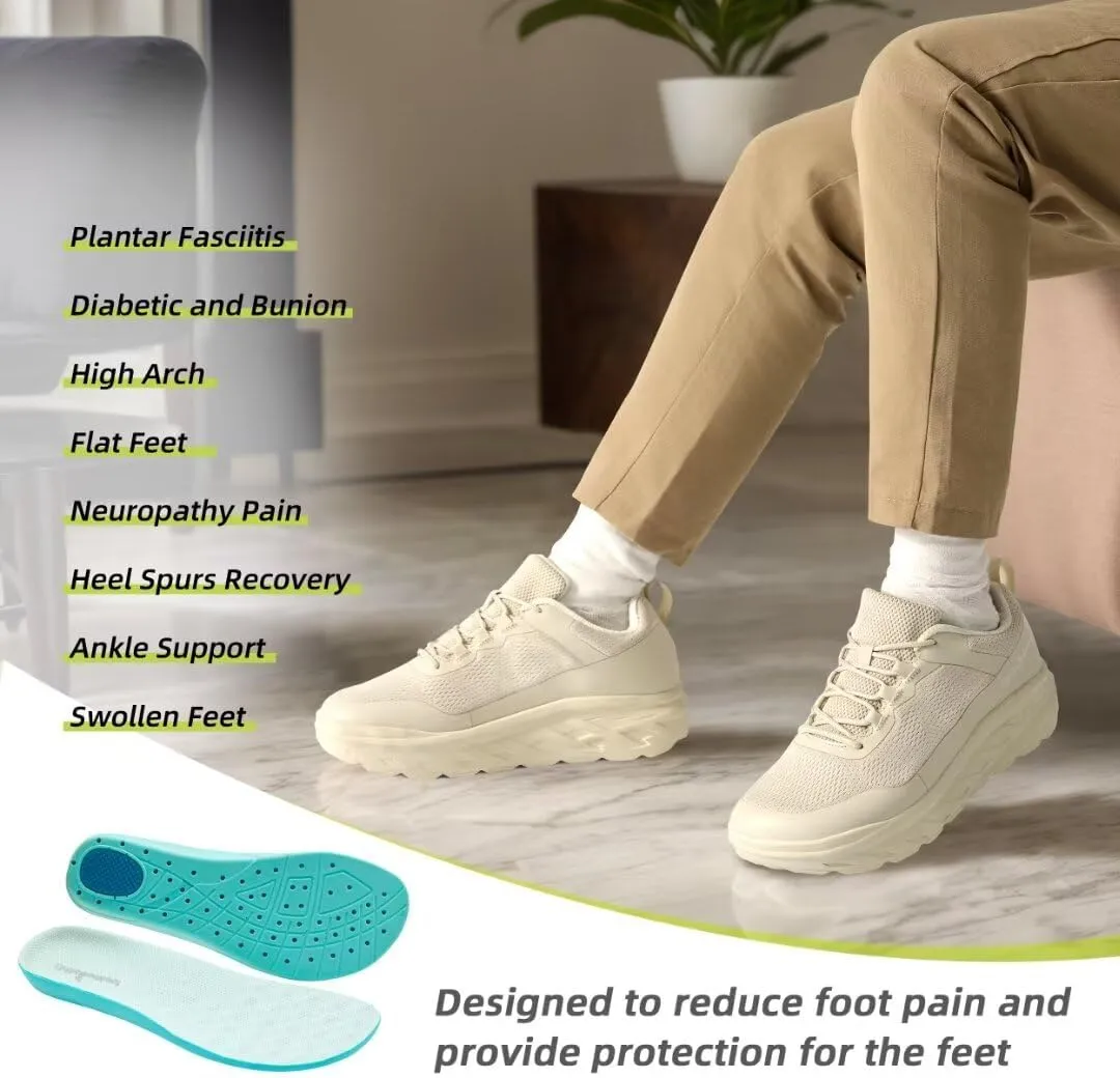 OrthoComfoot Men's Orthopedic Diabetic Wide Walking Shoes: Comfortable Casual Arch Support Plantar Fasciitis Fashion Sneakers, Work Tennis Orthotic High Arch Swollen Feet Shoes for Foot Heel Pain