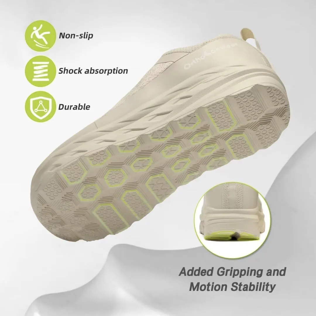 OrthoComfoot Men's Orthopedic Diabetic Wide Walking Shoes: Comfortable Casual Arch Support Plantar Fasciitis Fashion Sneakers, Work Tennis Orthotic High Arch Swollen Feet Shoes for Foot Heel Pain