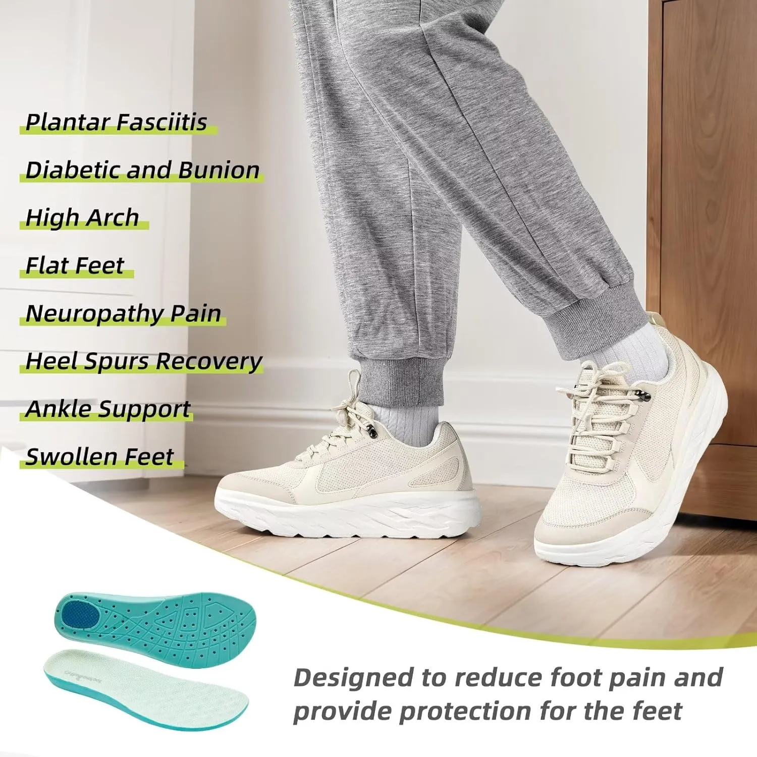OrthoComfoot Men's Orthopedic Diabetic Wide Walking Shoes: Comfortable Plantar Fasciitis Fashion Sneakers with Arch Support for Swollen, Casual Hammer Toes Shoes for Foot and Heel Pain Relief