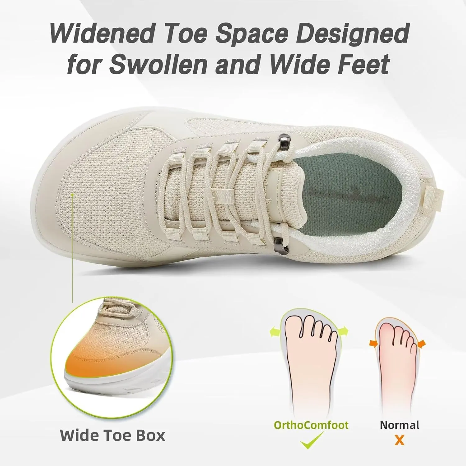 OrthoComfoot Men's Orthopedic Diabetic Wide Walking Shoes: Comfortable Plantar Fasciitis Fashion Sneakers with Arch Support for Swollen, Casual Hammer Toes Shoes for Foot and Heel Pain Relief