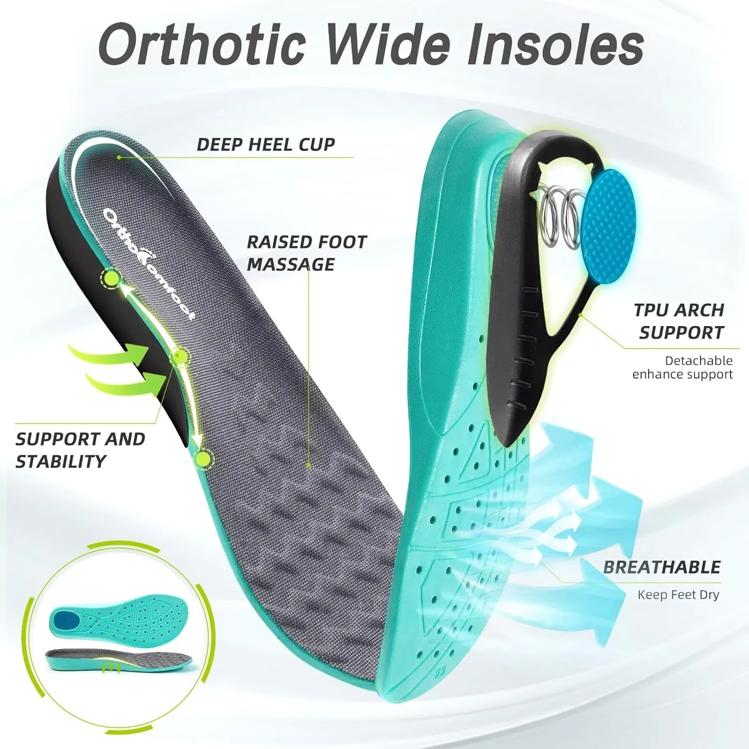 OrthoComfoot Men's Orthopedic Diabetic Wide Walking Shoes: Comfortable Plantar Fasciitis Fashion Sneakers with Arch Support for Swollen, Casual Hammer Toes Shoes for Foot and Heel Pain Relief
