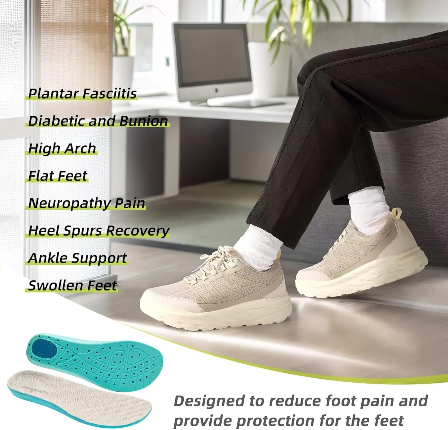 OrthoComfoot Women's Orthopedic Diabetic Wide Walking Shoes: Comfortable Casual Arch Support Plantar Fasciitis Sneakers, Tennis Orthotic High Arch Swollen Feet Work Shoes for Ankle and Heel Pain
