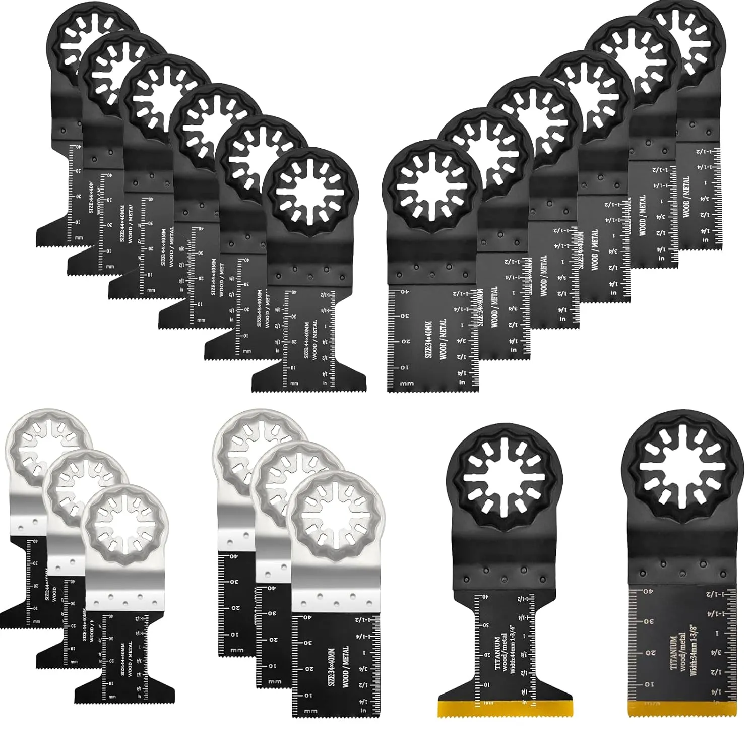 Oscillating Blades,20PCS Saw Blades Multitool Blades Set,Universal Wood,Plastic,Metal Quick Multi-Tool Blade Oscillating Multitool Accessories