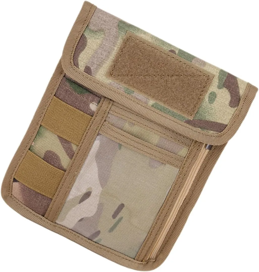 Outdoor Camouflage Credential Bag Stylish Cards Storage Pouch for Travel Portable Neck Pouch for Documents and Ids for Outdoor Activities and Adventures