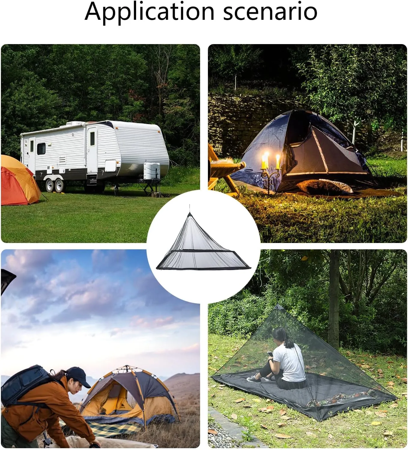 Outdoor Camping Netting Fly Netting Triangular Outdoors Fly Netting with Carry Bag for Single Camping Use Easy to Use