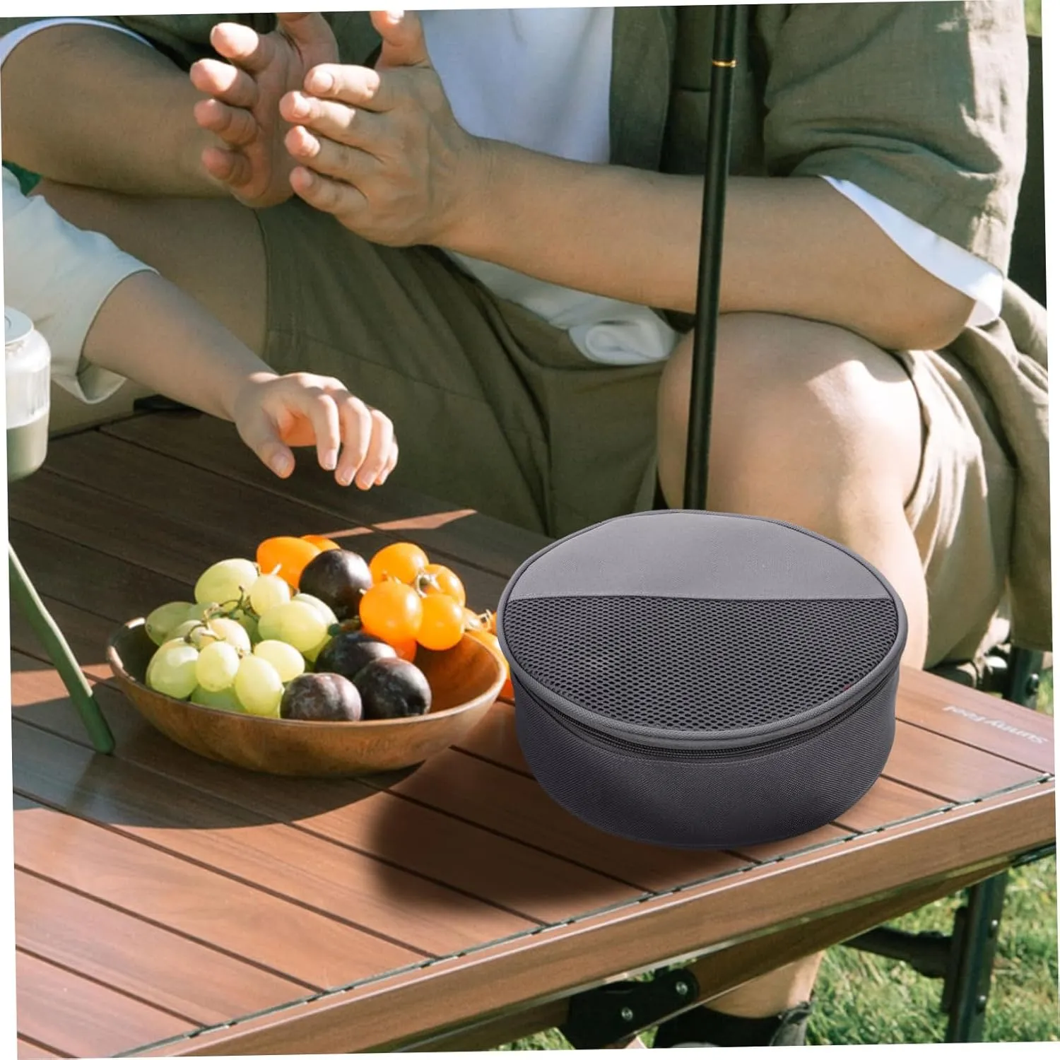 Outdoor Tableware Bag Canvas Bag Round Dish Container Bag for Plate Tableware Pouch Camping Supplies