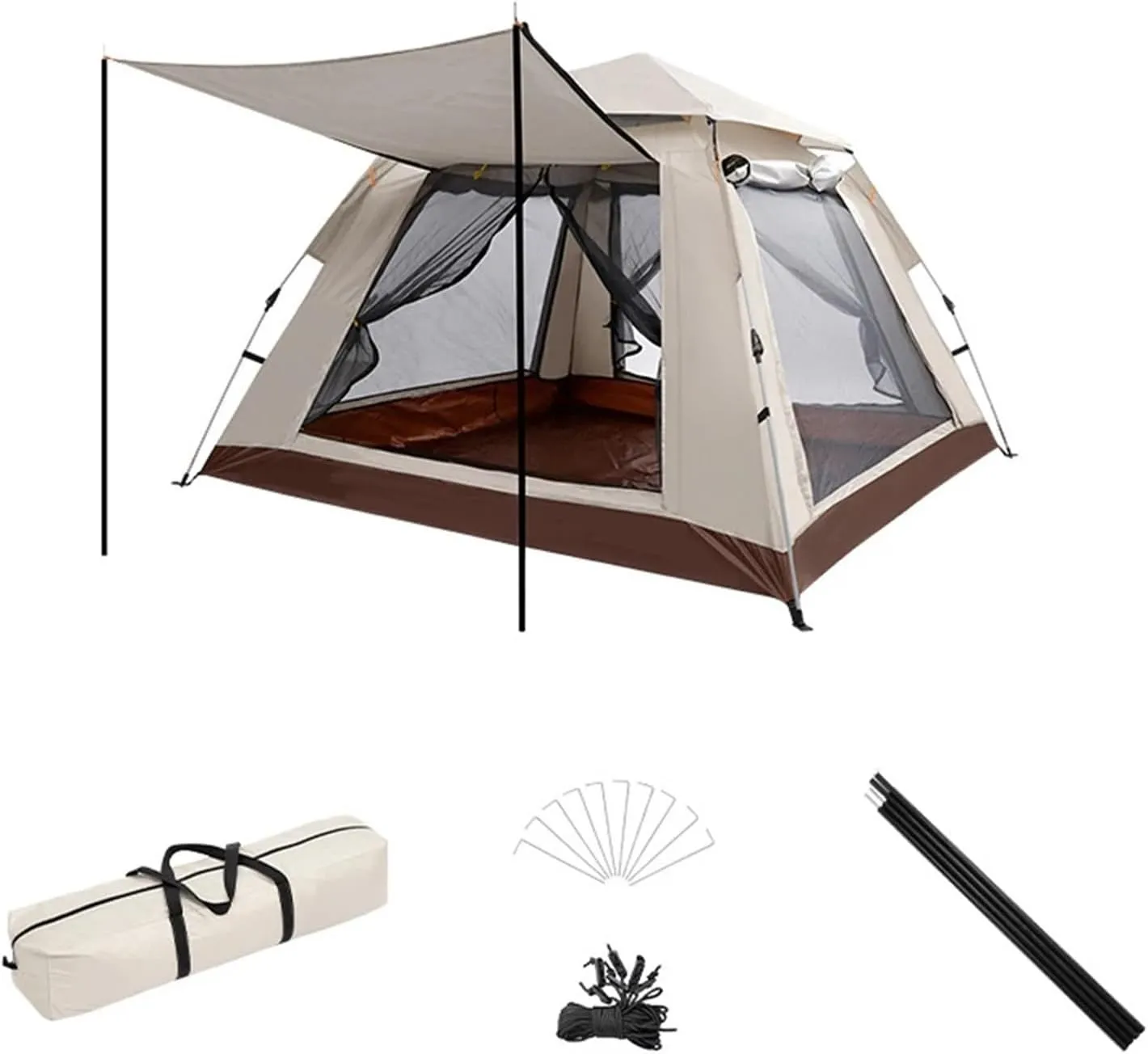 Outdoor Travel Camping Tent Automatic Quick-Opening Tent Portable Rainproof Sunshine-Proof Tent Hiking Fishing Sunshine Shelter (S 3 4 Person One Size)
