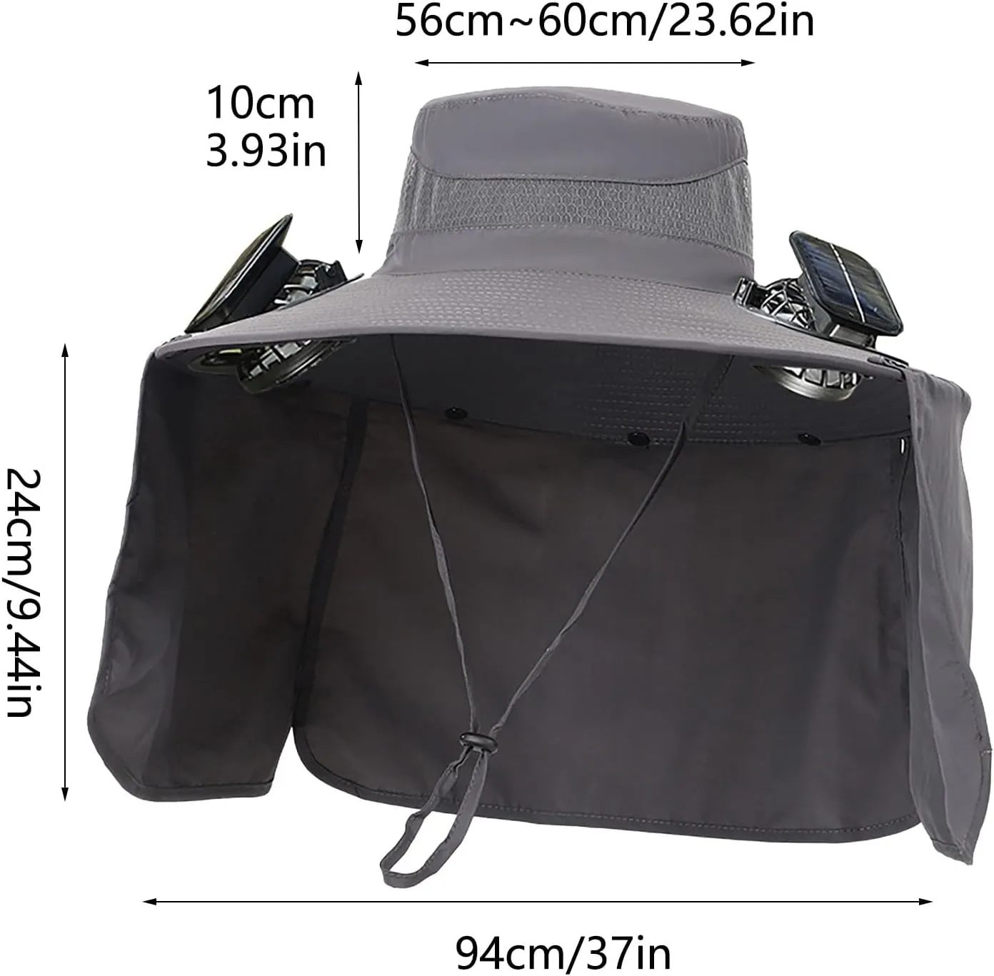 Outdoor Wide Brim Sun Hat with 2 Solar Fan - 2025 Sun Bucket Hat for Men Women, UPF 50 Bucket Fishing Beach Hat Fan Built in