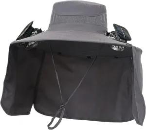 Outdoor Wide Brim Sun Hat with 2 Solar Fan - 2025 Sun Bucket Hat for Men Women, UPF 50 Bucket Fishing Beach Hat Fan Built in
