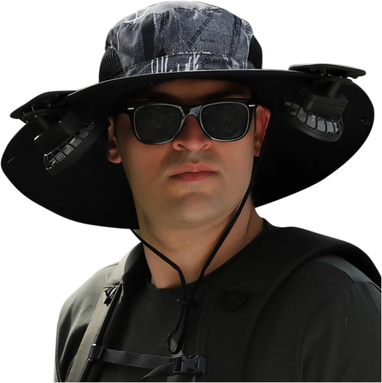 Outdoor Wide Brim Sun Hat with 2 Solar Fan, Colitt - Fishing Hat with Built in Fan Sun Bucket Hats for Men&Women