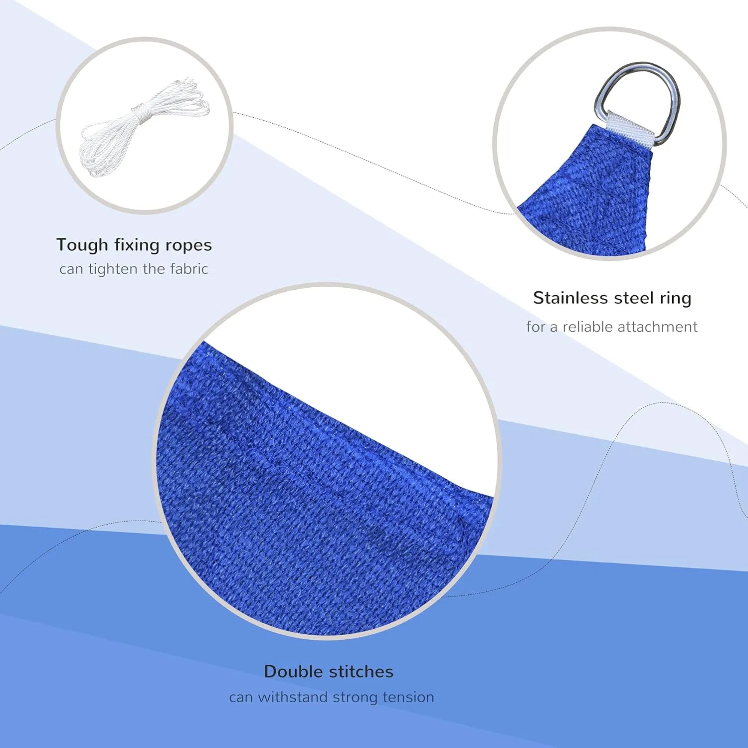 Outsunny 16' x 20' Sun Shade Sail Canopy Outdoor Shade Sail Cloth for Patio Deck Yard with D-Rings and Rope Included, Blue