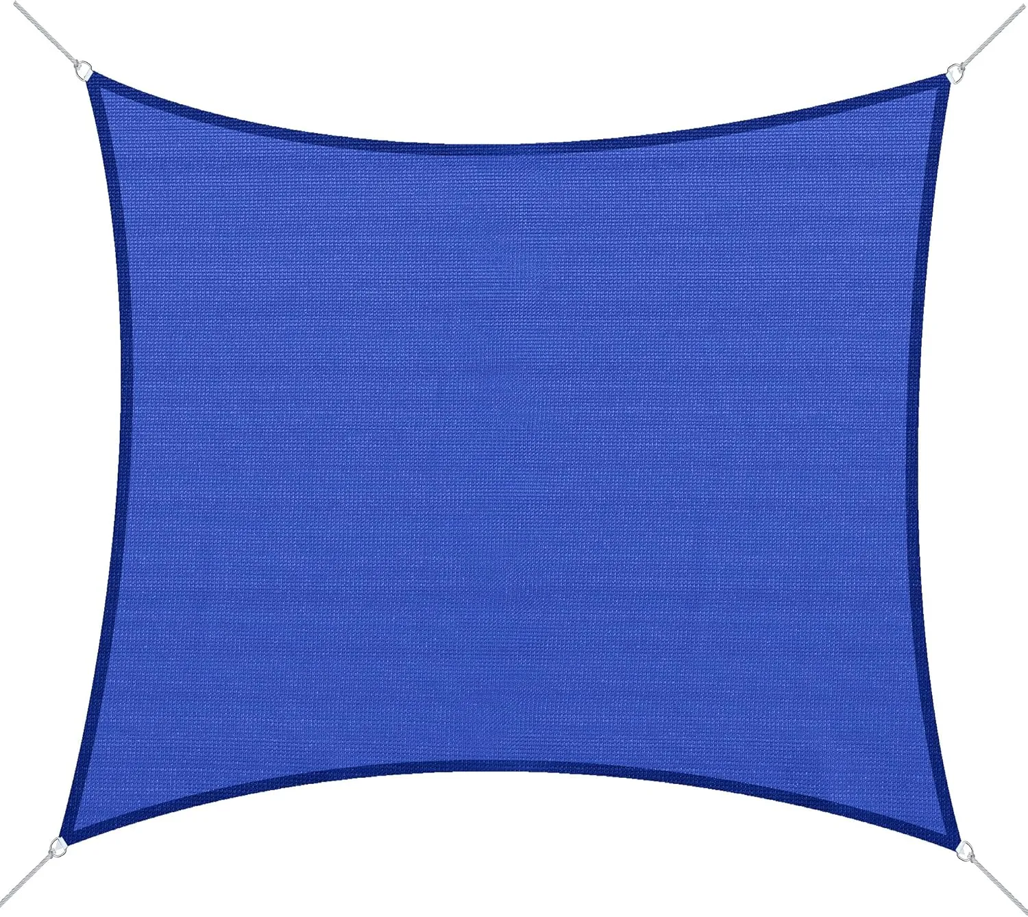 Outsunny 16' x 20' Sun Shade Sail Canopy Outdoor Shade Sail Cloth for Patio Deck Yard with D-Rings and Rope Included, Blue