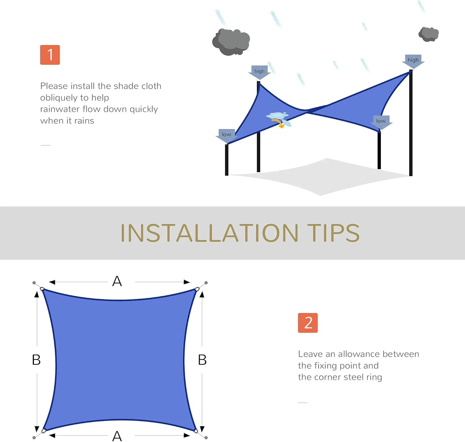 Outsunny 16' x 20' Sun Shade Sail Canopy Outdoor Shade Sail Cloth for Patio Deck Yard with D-Rings and Rope Included, Blue