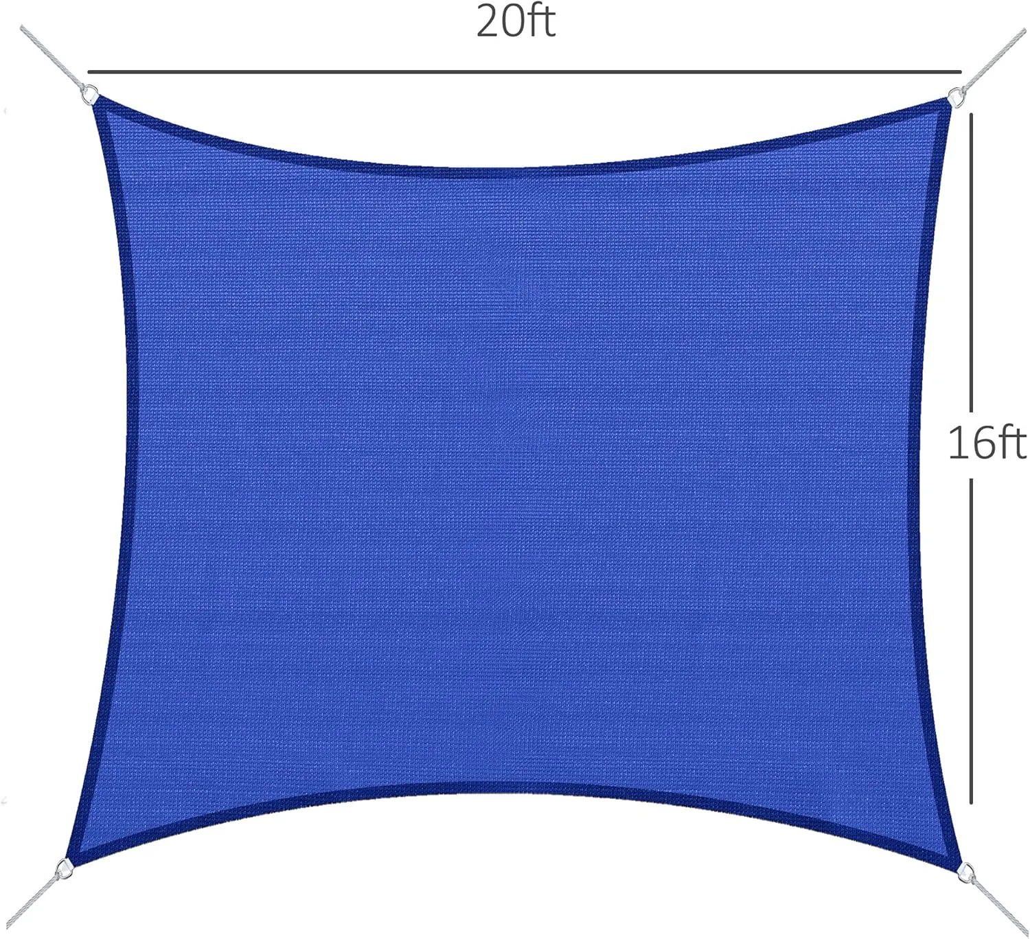 Outsunny 16' x 20' Sun Shade Sail Canopy Outdoor Shade Sail Cloth for Patio Deck Yard with D-Rings and Rope Included, Blue